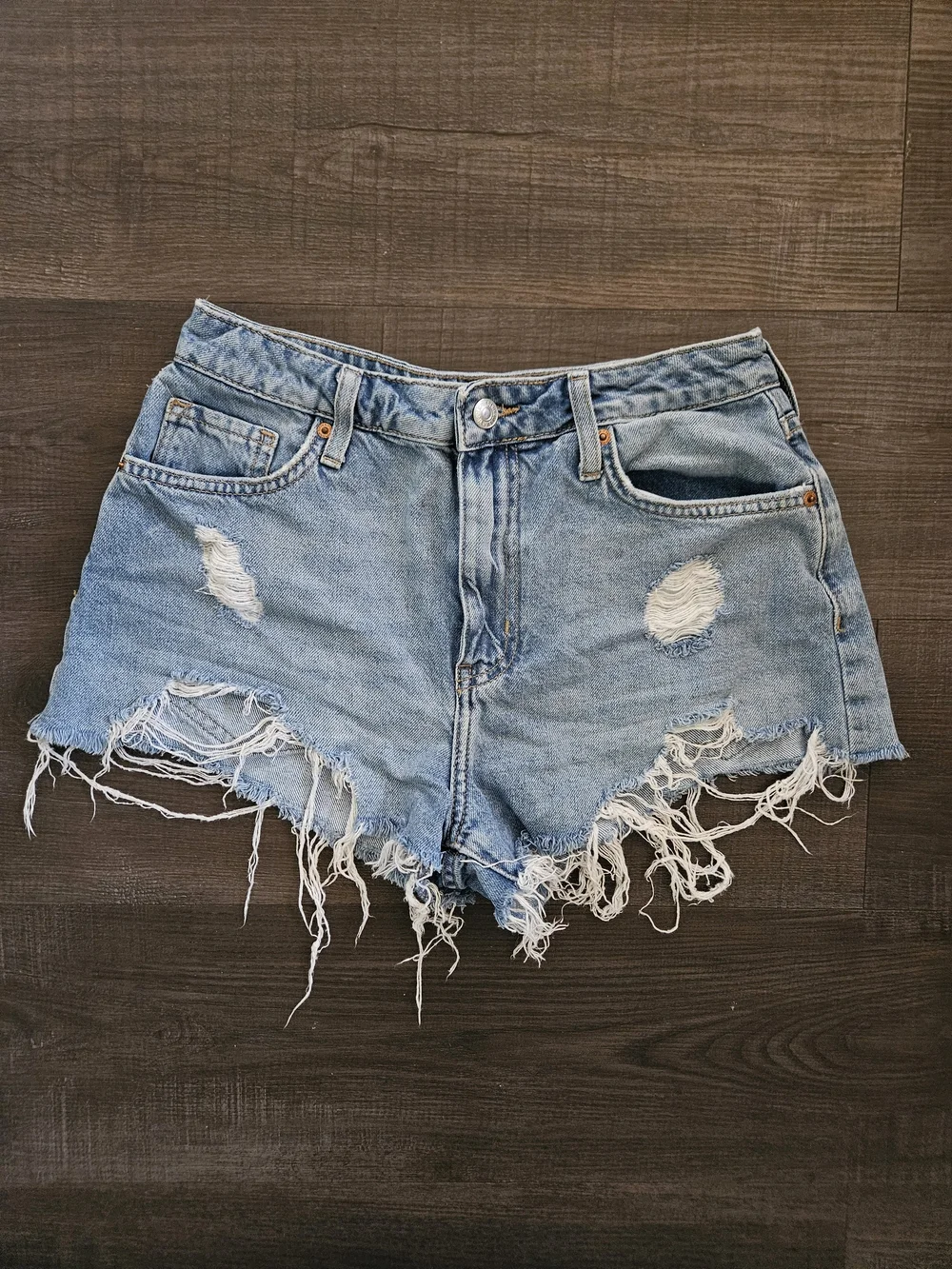 Forever 21 Light Blue Distressed Denim Cutoff Shorts